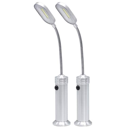 Sorbus Led Magnetic Base light with Gooseneck & Weather Resistant 2 Pack - Silver